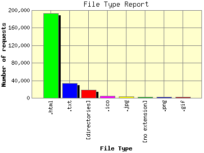 File Type Report: Number of requests by File Type.
